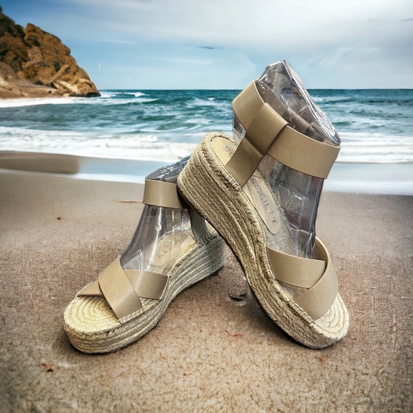 Sole Society Shoes - New Sole Society Natural Leather & Espadrille 3” Heel- Size 10